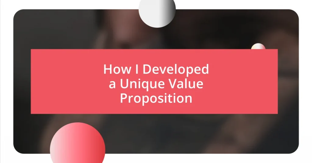 How I Developed a Unique Value Proposition