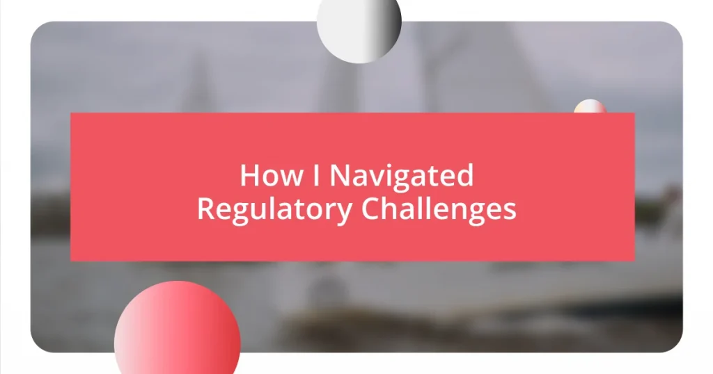 How I Navigated Regulatory Challenges