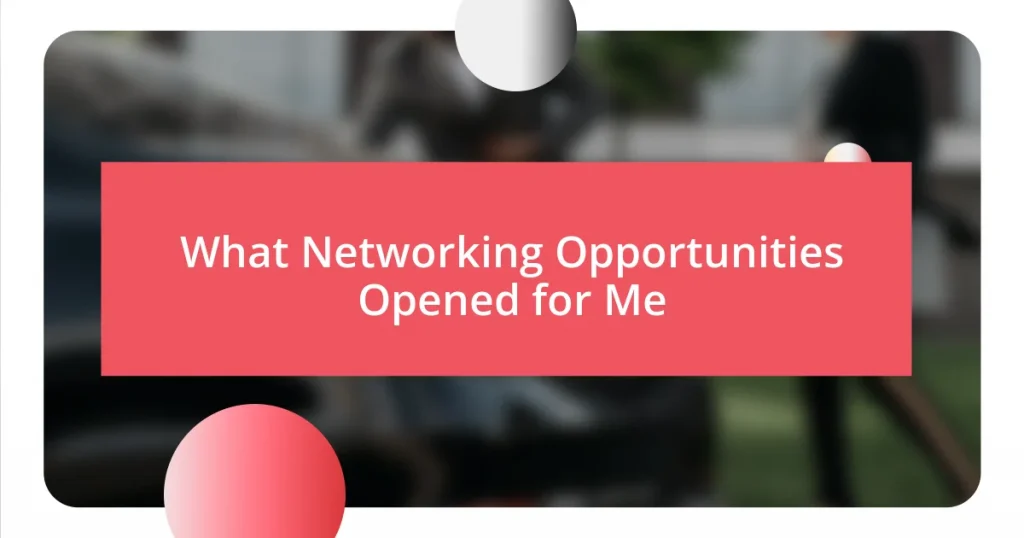 What Networking Opportunities Opened for Me