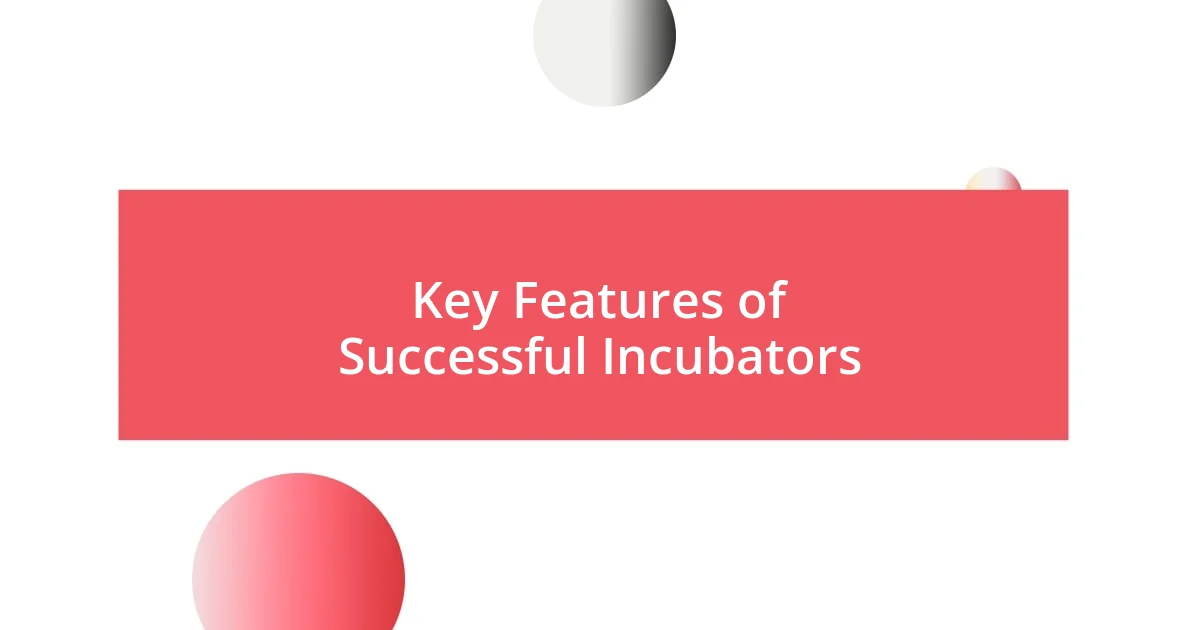 Key Features of Successful Incubators